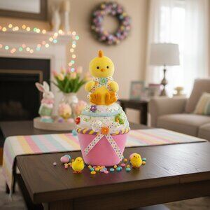 December Diamonds Eggstra Sweet Chick On Cupcake Multicolor Easter Decor
